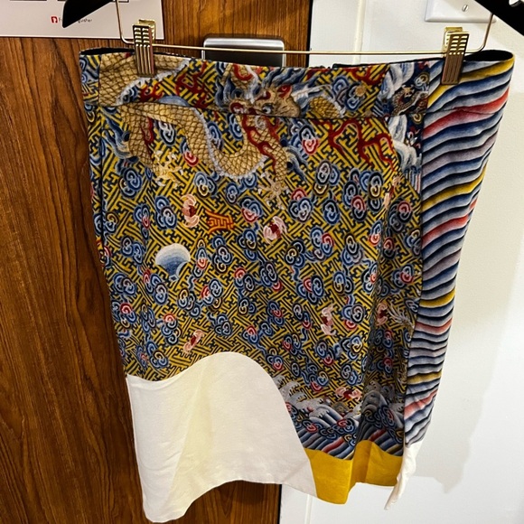 DRIES VAN NOTEN Runway oriental dragon colorblocked wool blend Skirt Size 40 - Picture 5 of 11